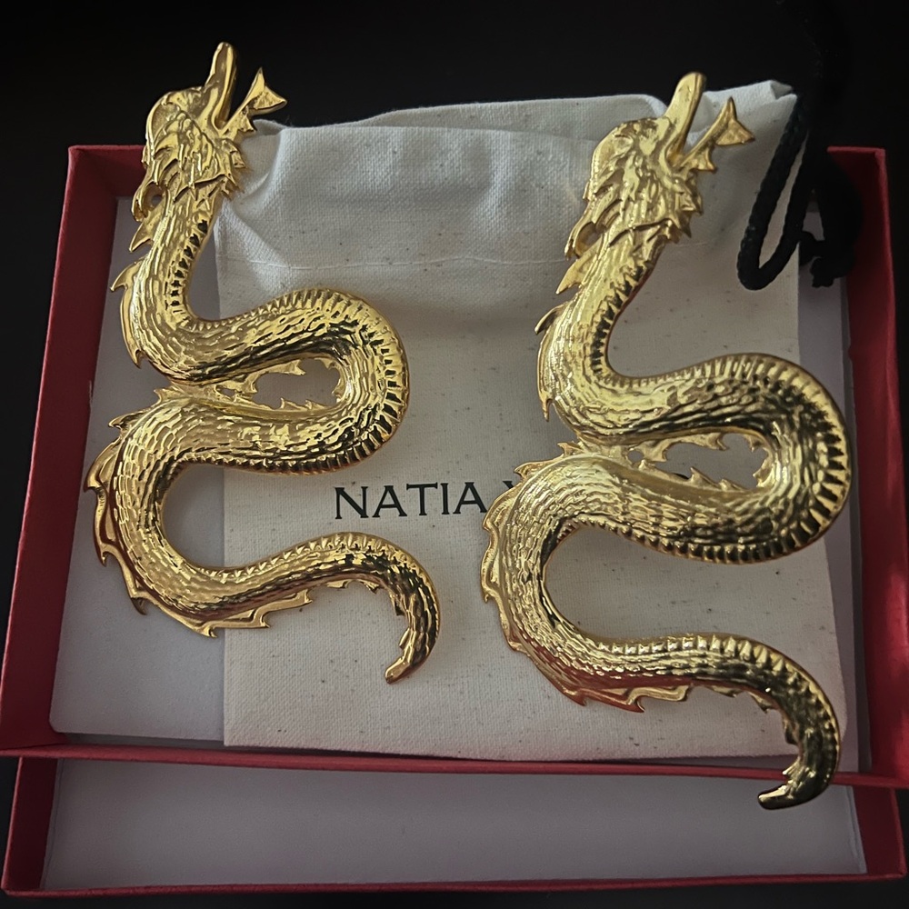 Natia X Lako Big Snake Earrings in Gold